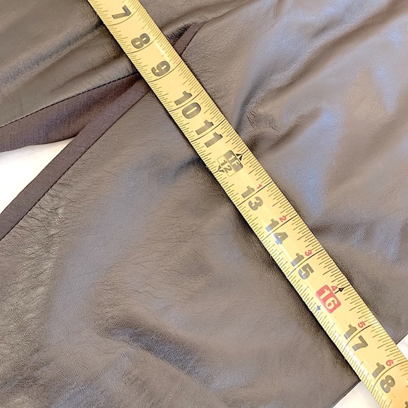 Joffer Caoc brown leather flat front pants with stretch cotton back size 4 - Picture 7 of 9